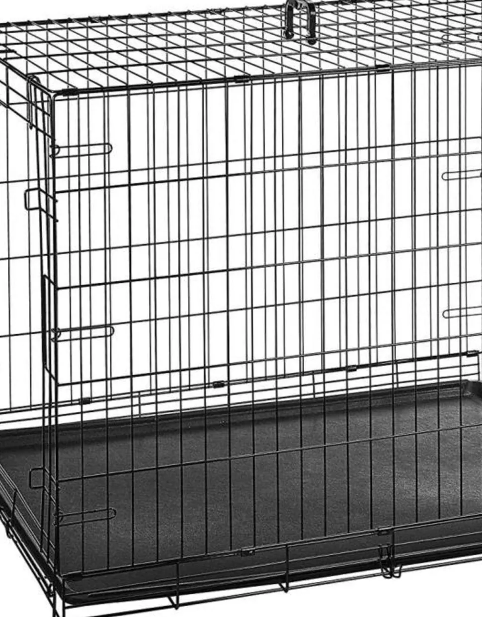 Petcrest Single Door Metal Folding Dog Crate - Black