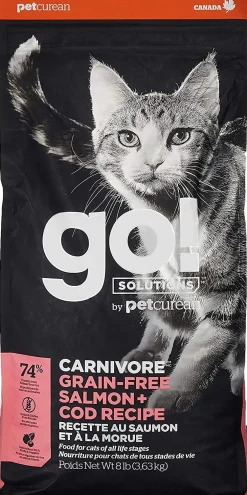 Petcurean GO! Carnivore Grain-Free Salmon & Cod Cat Dry Cat Food - 8 lb Bag