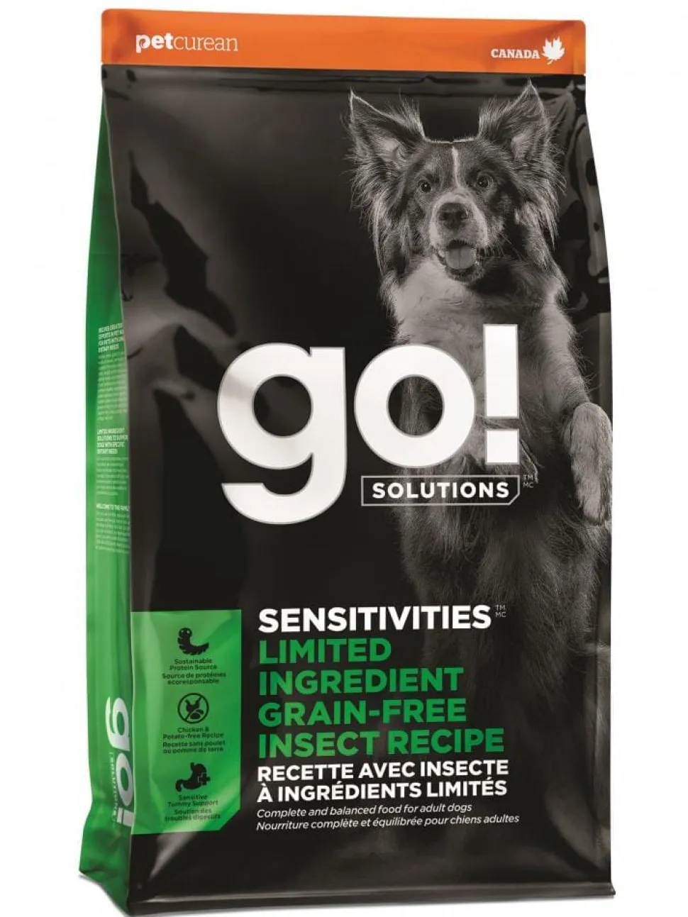 Petcurean GO! Sensitive Digestion Limited Ingredient Diet Grain-Free Insect Recipe Dry Dog Food - 12 Lbs