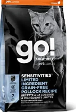 Petcurean GO! Sensitivities LID Grain-Free Pollock Recipe Dry Cat Food - 8 lb Bag