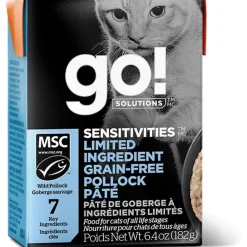 Petcurean GO! Sensitivities LID Grain-Free Pollock Pate' Wet Cat Food - 6.4 oz - Case of 24