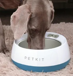 PETKIT ® 'FRESH METAL' Large Anti-Bacterial Machine Washable Smart Food Weight Calculating Digital Scale Pet Cat Dog Bowl Feeder w/ Inlcuded Batteries and Ejectable Stainless Bowl
