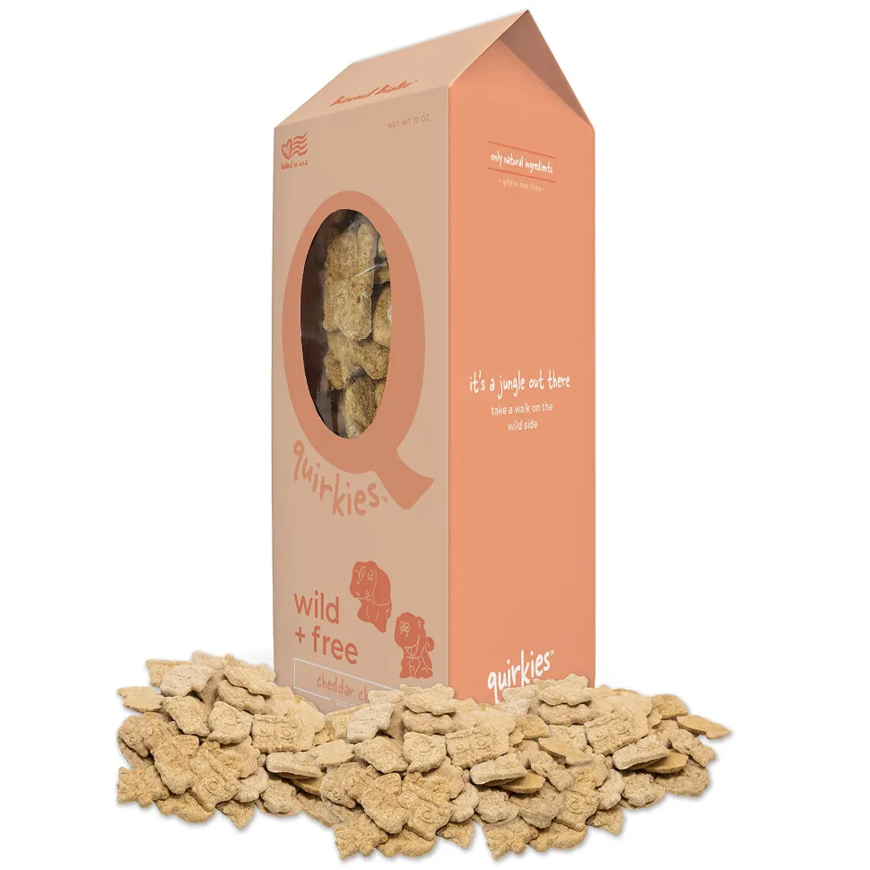 Petknowledgy Quirkies Wild and Free Chedder Crunchy Dog Treats - 12 Oz - Case of 6