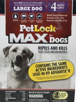 Petlock Ultra Flea & Tick Control for Dogs - 21 - 55 Lbs - 4 Pack