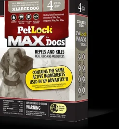 Petlock Ultra Flea & Tick Control for Dogs - Over 55 Lbs - 4 Pack