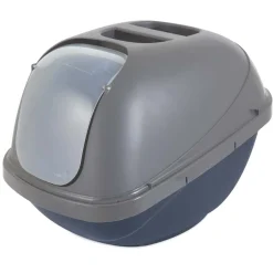 Petmate Basic Hooded Cat Litter Box Blue Steel Base/Pearl Silver Hood - Jumbo