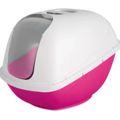 Petmate Basic Hooded Cat Litter Box Hot Pink Base/Pearl White Hood - Large