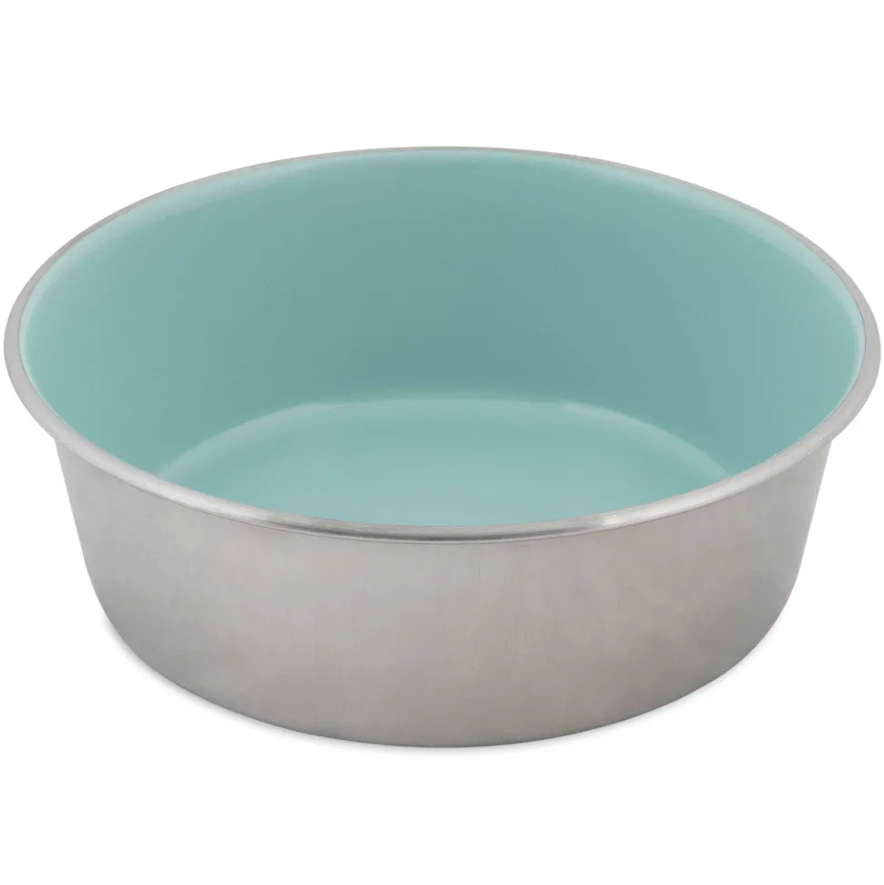 Petmate Painted Stainless Steel Bowl Eggshell Blue - 8 Cup