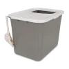 Petmate Top Entry Cat Litter Box Brushed Nickel Base, Pearl White Lid - One Size