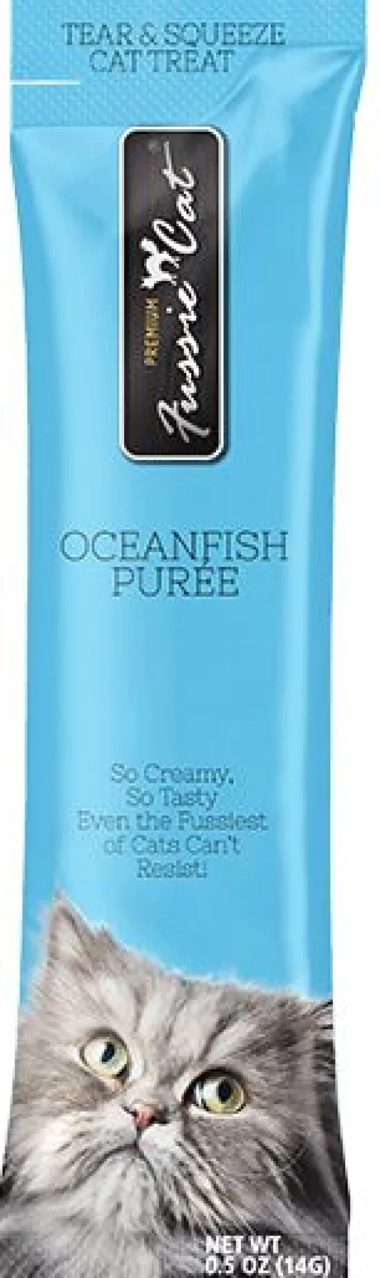 Pets Global Fussie Cat Ocean Fish Puree Wet Cat Food - .05 Oz Tubes - 4 Pack