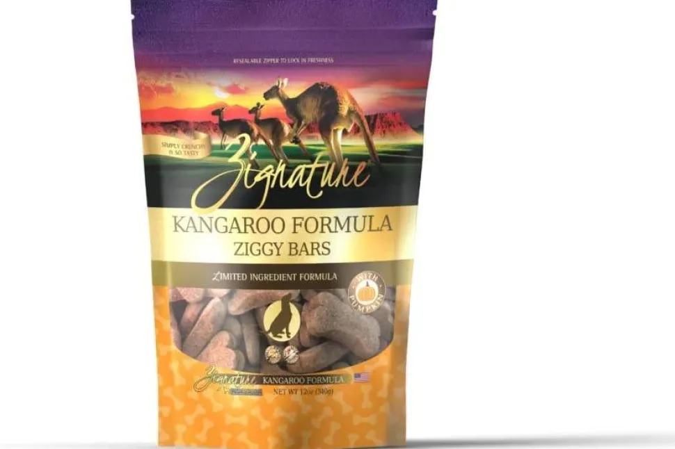 Pets Global Grain-Free Ziggy Bars Zignature Kangaroo Formula Biscuit Dog Treats - 12 oz Bag