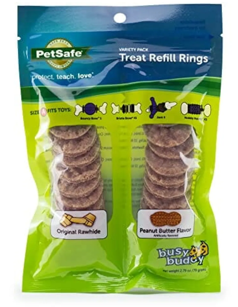 Petsafe Busy Buddy Natural Rawhide Rings Natural Dog Chews - Peanut Butter - Small - 24 Pack