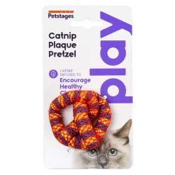 Petstages Plaque-Away Pretzel Dental Flossing and Plush Catnip Cat Toy
