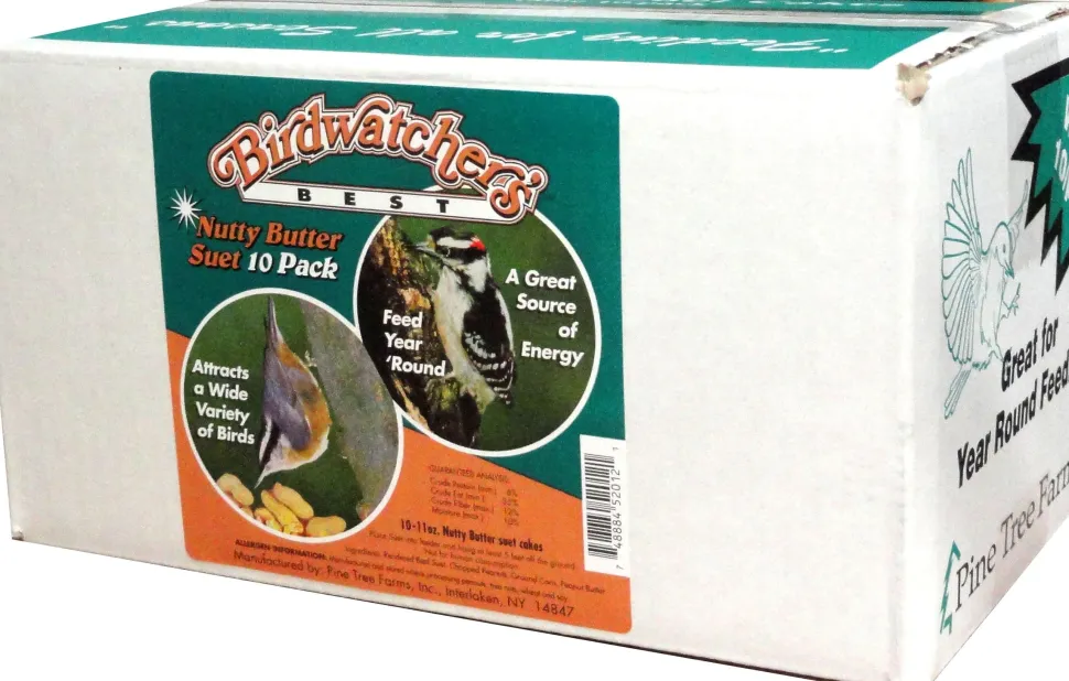 Pine Tree Farms Birdwatcher'S Best Suet Cakes Wild Bird Food - Nutty Butter - 10 Pack