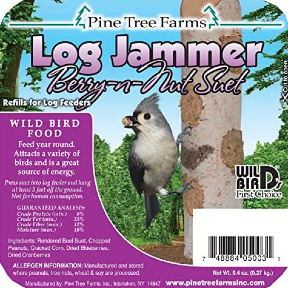 Pine Tree Farms Log Jammer Suet Plugs Wild Bird Food - Berry Nut - 9.4 Oz - 3 Pack