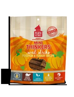 Plato Pet Treats Mini Thinkers Pumpkin & Turkey Natural Dog Chews - 3 oz Bag