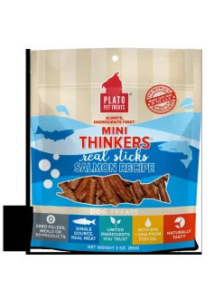 Plato Pet Treats Mini Thinkers Salmon Recipe Natural Dog Chews - 3 oz Bag