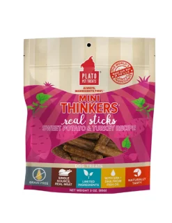 Plato Pet Treats Mini Thinkers Sweet Potato & Turkey Natural Dog Chews - 3 oz Bag