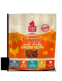 Plato Pet Treats Mini Thinkers Chicken Recipe Natural Dog Chews - 3 oz Bag