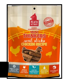 Plato Pet Treats Mini Thinkers Chicken Recipe Natural Dog Chews - 6 oz Bag