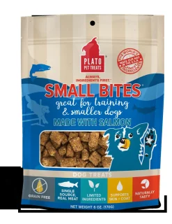 Plato Pet Treats Small Bites Salmon Crunchy Dog Treats - 6 oz Bag