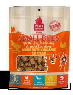 Plato Pet Treats Small Bites Organic Chicken Crunchy Dog Treats - 6 oz Bag