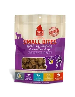 Plato Pet Treats Small Bites Lamb Crunchy Dog Treats - 2.5 oz Bag