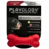 Playology Beef Scented Dual Layered Bone Rubber Dog Toy with Encapsiscent Technology - Red - Medium