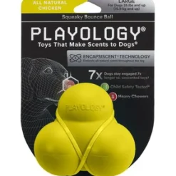 Playology Chicken Scented Bouncy Ball Rubber Dog Toy with Encapsiscent Technology - Large