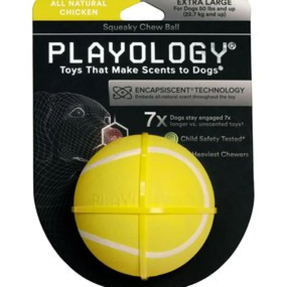 Playology Chicken Scented Squeaky Chew Ball Floating Rubber Dog Toy with Encapsiscent Tech - X-Large