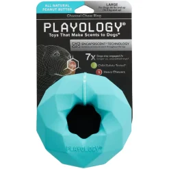 Playology Peanut Butter Scented Channel Chew Ring Rubber Dog Toy with Encapsiscent Technology - Large
