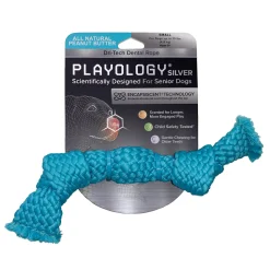 Playology Peanut Butter Scented Dri-Tech Dental Rope Dog Toy with Encapsiscent Technology - Small