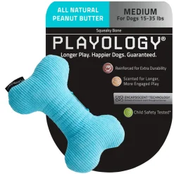 Playology Peanut Butter Scented Plush Squeaky Bone Dog Toy with Encapsiscent Technology - Large