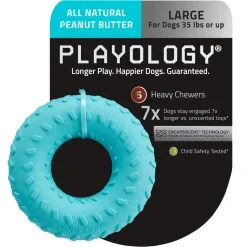 Playology Peanut Butter Scented Dual Layered Ring Rubber Dog Toy with Encapsiscent Technology - Small