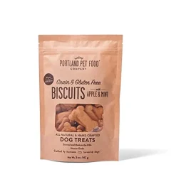 Portland Pet Food Grain-Free Apple and Mint Crunchy Dog Biscuits Treats - 5 Oz