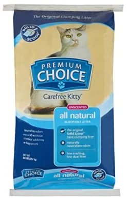 Premium Choice Carefree Kitty Solid Scoop Cat Litter - Unscented - 50 Lbs