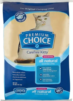 Premium Choice Carefree Kitty Solid Scoop Cat Litter - Unscented - 40 Lbs