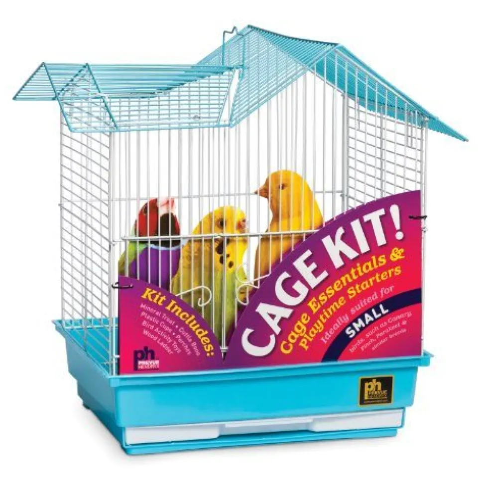 Prevue Hendryx Small Parakeet Starter Kit - Double Roof Top - Blue