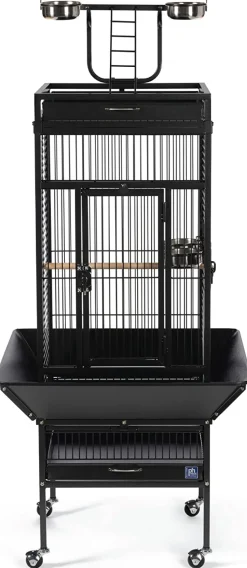 Prevue Hendryx Wrought Iron Select Bird Cage with Playtop - Black - 18" x 18" x 57"