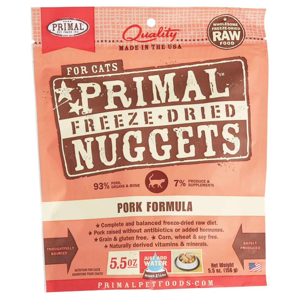 Primal Freeze-Dried Cat Food Nuggets Pork - 5.5 Oz