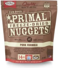 Primal Freeze-Dried Dog Food Nuggets Pork - 14 Oz