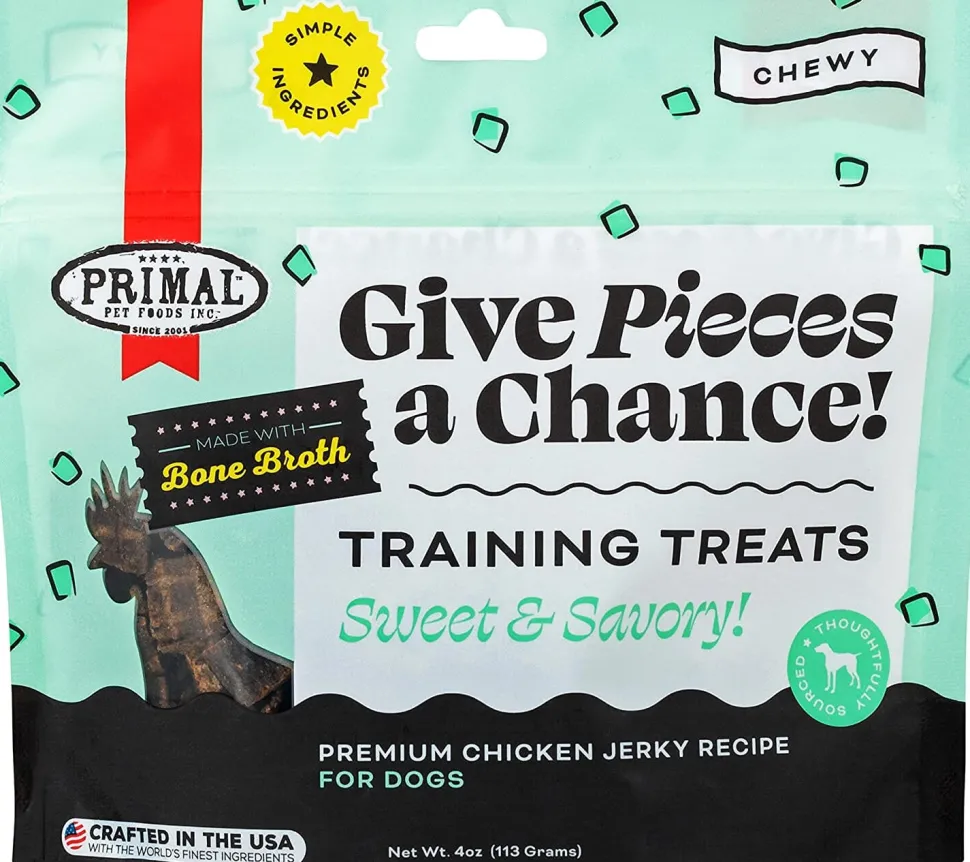 Primal GIVE PIECES A CHANCE Chicken Jerky Dog Treats - 4 Oz