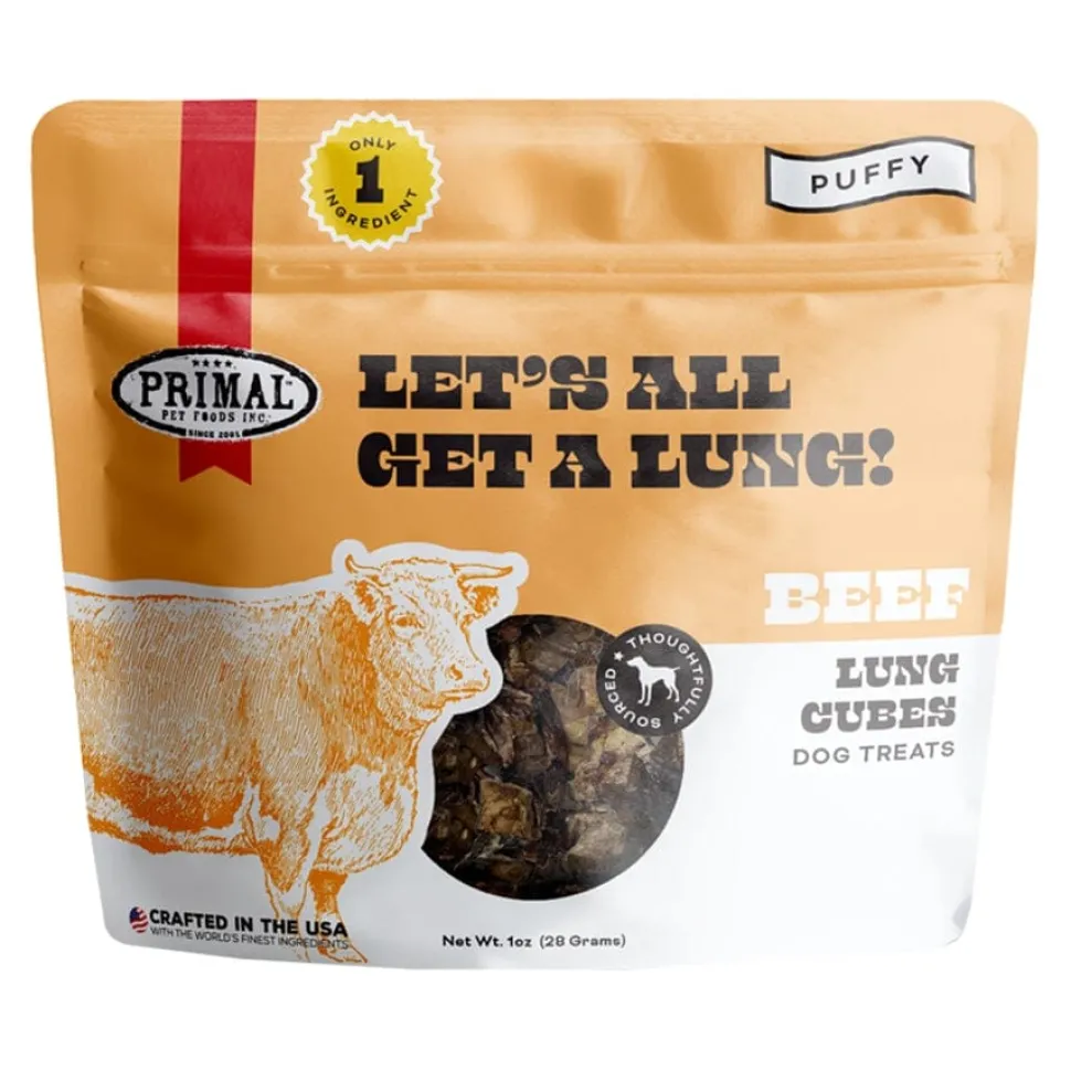 Primal Lets All Get a Lung Beef Lung Cubes Natural Dog Training Chews - 1.5 Oz