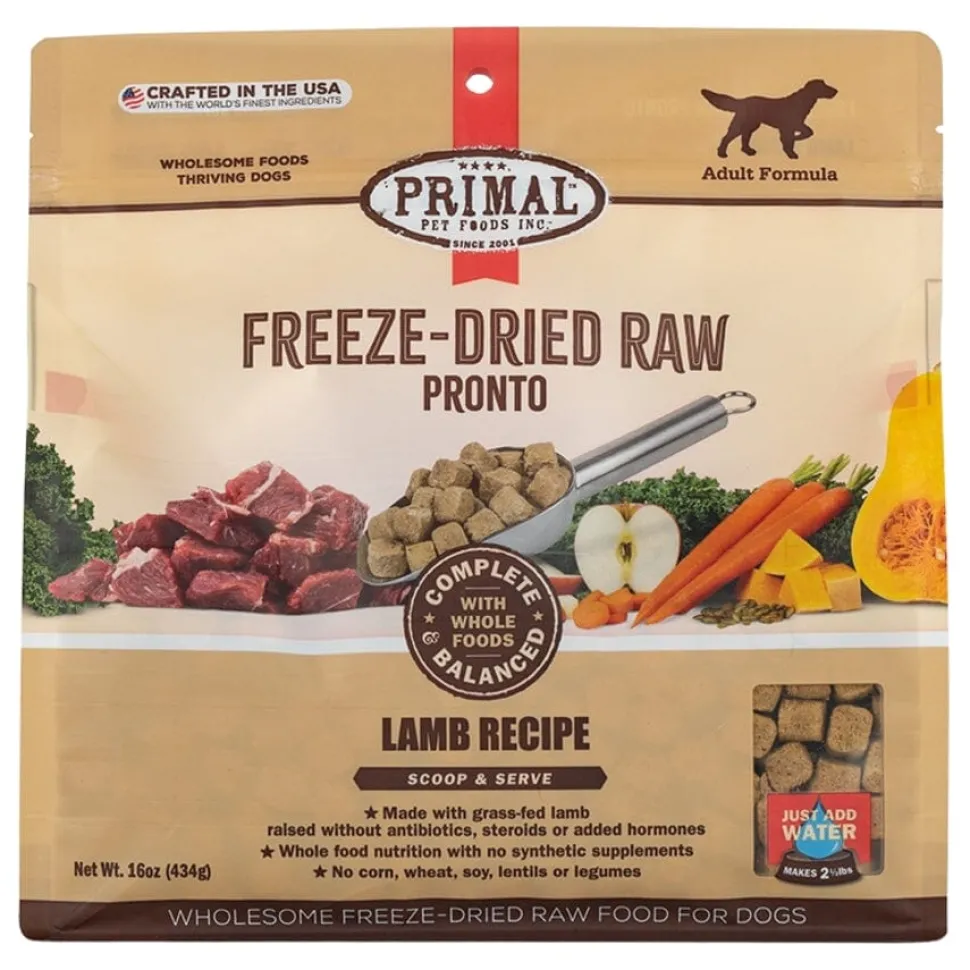 Primal Pronto Wholesome Lamb Recipe Adult Formula Freeze-Dried Raw Dog Food