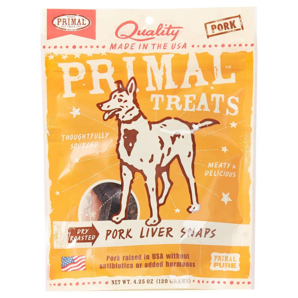 Primal Treat Liver Snaps Pork Dog Chews - 4.2 Oz