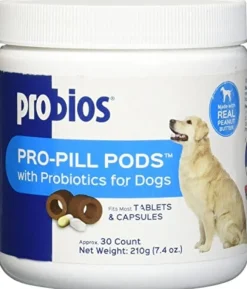 Probios Pro-Pill Pods with Probiotics for Large Dogs Stuffing Chewy Dog Treats - Peanut Butter - 30 Count