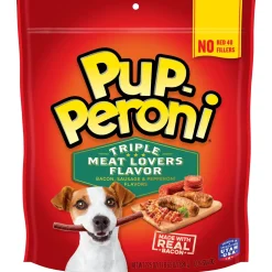Pup-Peroni Original Triple Meat Lovers Bacon Sausage and Pepperoni Soft and Chewy Dog Treats - 22.5 Oz - Case of 4