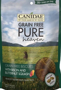 Pure Heaven Grain-Free Dog Biscuits Treats - Bison and Squash - 11 Oz