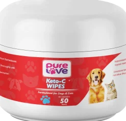 Pure Love Ketoconazole 1%, Chlorhexidine 2% Antiseptic Wipes for Dogs and Cats