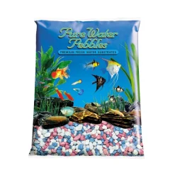 Pure Water Pebbles Premium Fresh Water Frosted Aquarium Gravel Pastel Rainbow - 25 lbs - 2 Count